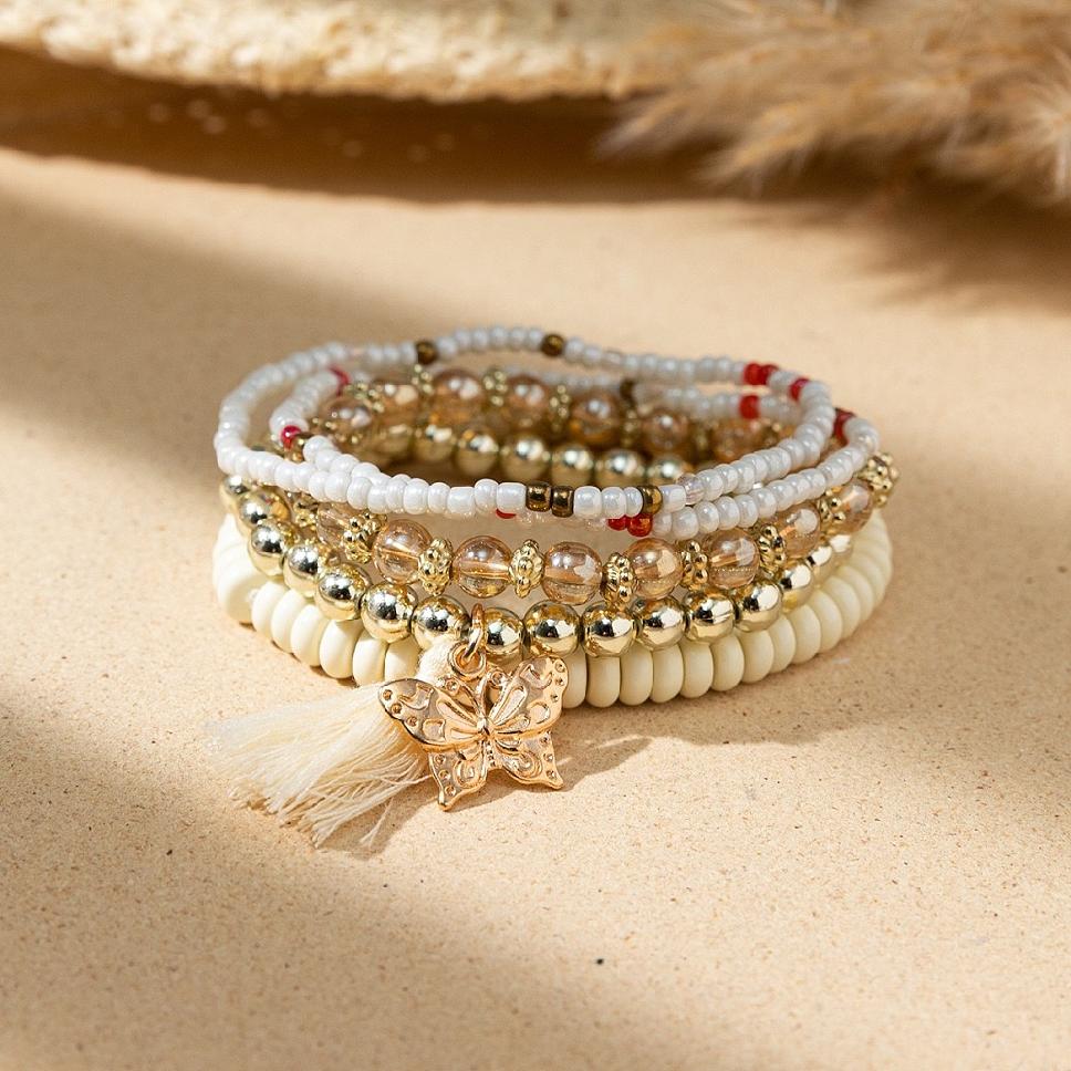 Set Di 9 Braccialetti Western Da Cowgirl Con Perline E Ciondoli, Gioielli Bohémien Impilabili Per Donna
