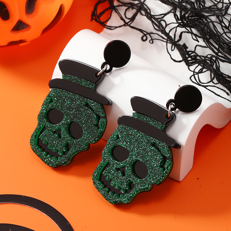 Orecchini A Fantasma Verde Per Halloween - Gotici, Divertenti, In Acciaio Sterling E Lega