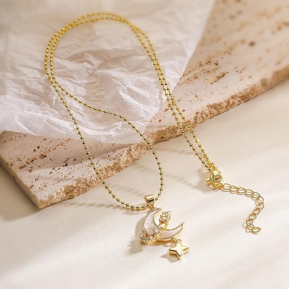Collana Con Ciondolo Conchiglia E Perla – Acciaio Inox Placcato Oro 18K, Catena 45,7 Cm, Gioiello Con Sacchetto Regalo