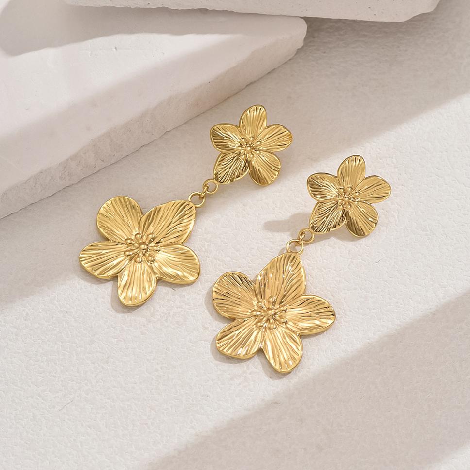 Orecchini A Fiore Purelei, In Acciaio Inox Placcato Oro 18 Carati, Diametro 41mm, Eleganti E Leggeri (9.8g), Regalo Per Donna